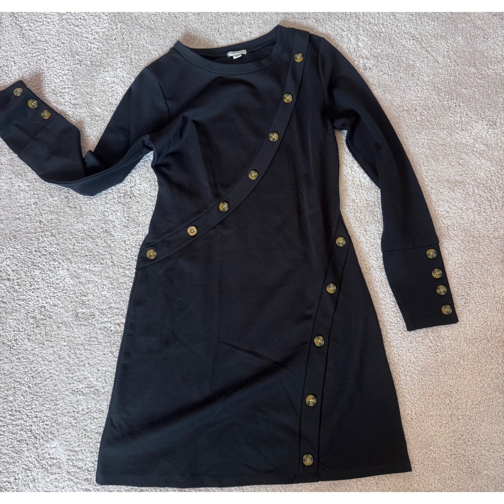 Habitual Girl Black Long Sleeve Asymmetrical Button Front Dress Size 16